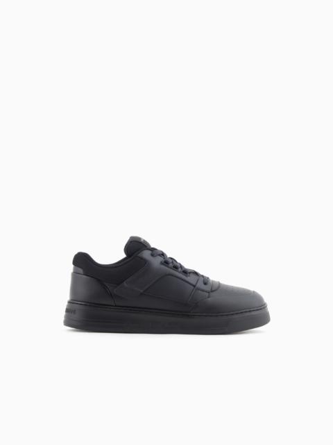LEATHER SNEAKERS WITH MESH DETAILS