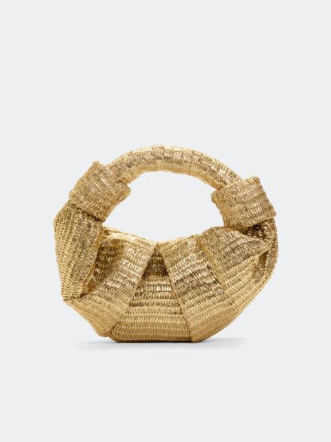 Metallic Raffia Lopsy Bag in Gold/Natural