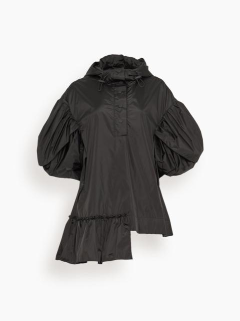 Ruffle Detail Petal Sleeve Cagoule in Black