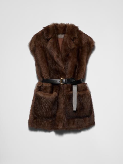 Belted shearling vest