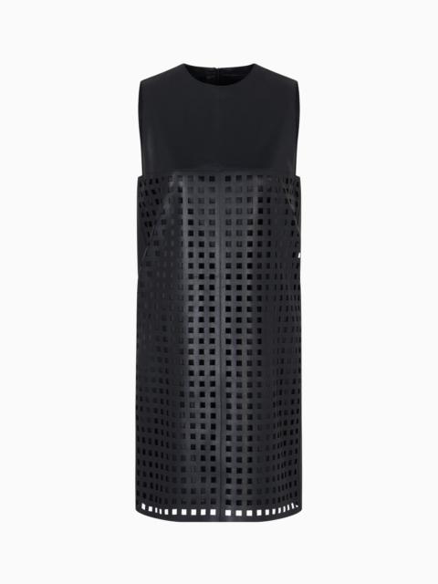 POLYGON CAPSULE COLLECTION DRESS IN VEGETABLE-TANNED NAPPA LEATHER WITH LASER-CUT PERFORATIONS