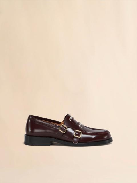 BURGUNDY LEATHER BAMBI 3.0 LOAFER WITH DOUBLE BUCKLE