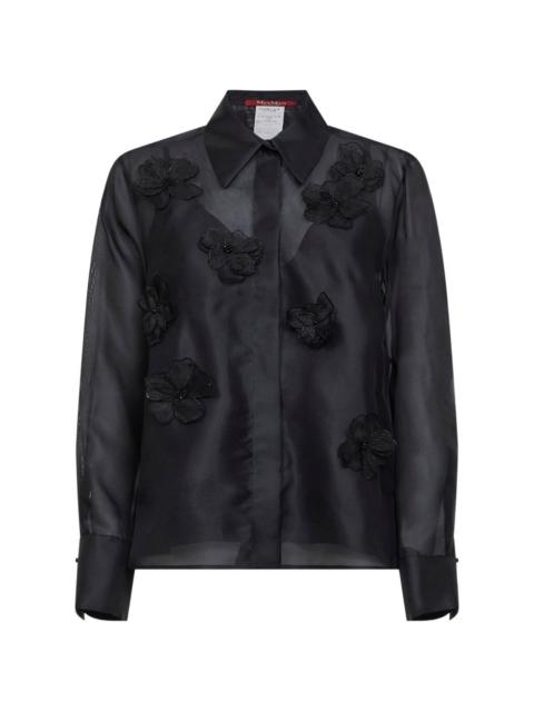 organza flowers beaded shirt