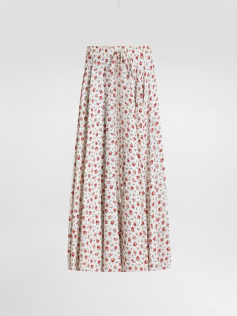 Small rose-print charmeuse circle skirt