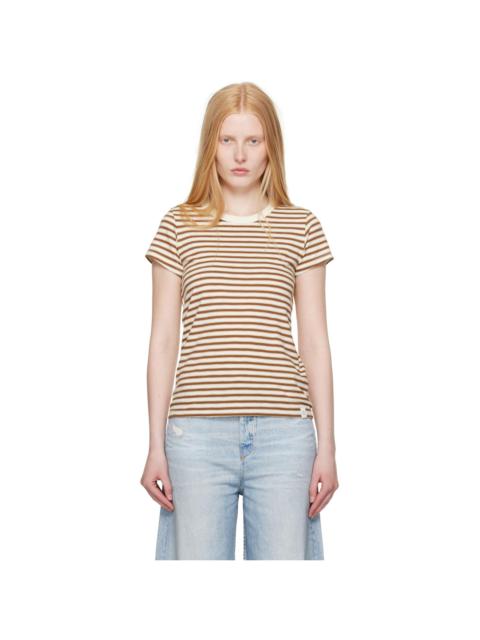 Beige & Brown 'The Slub Striped' T-shirt