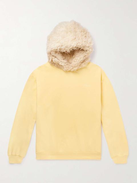 Logo-Embroidered Fleece-Trimmed Cotton-Jersey Hoodie