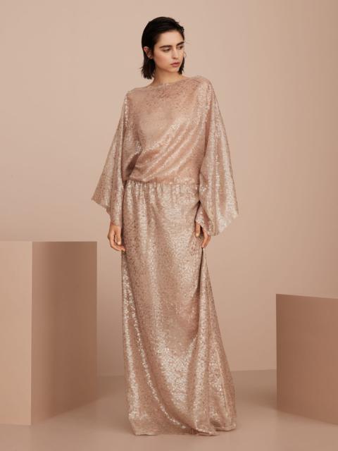 Dazzling embroidery dress in crispy silk