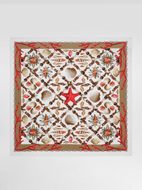 Shell-print silk scarf