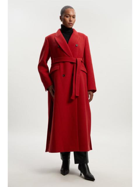 Plus Size Wool Double Breasted Belted Tailored Maxi Coat
