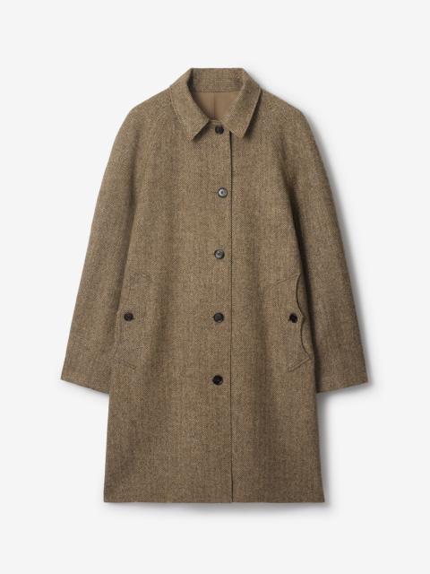 Long Herringbone Wool Dual Burberry Car Coat