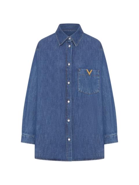 logo-detail denim shirt