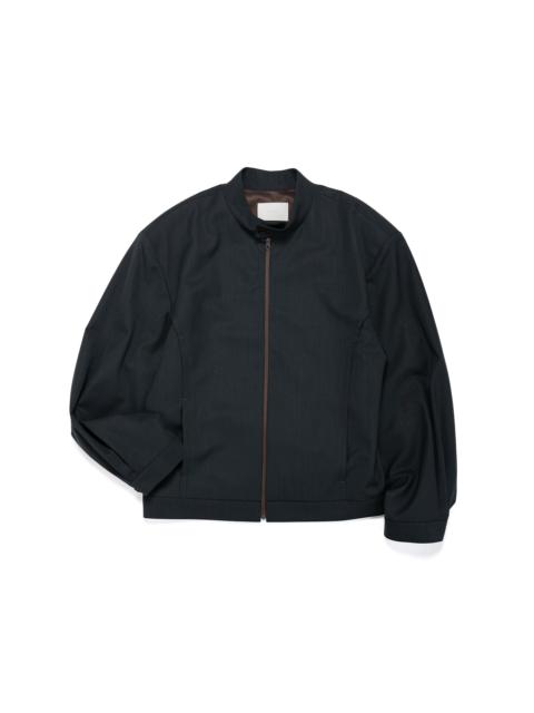 Wool Stripe Zip-Up Jumper Black