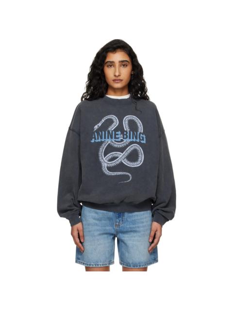Black Harvey Crew Snake Sweatshirt