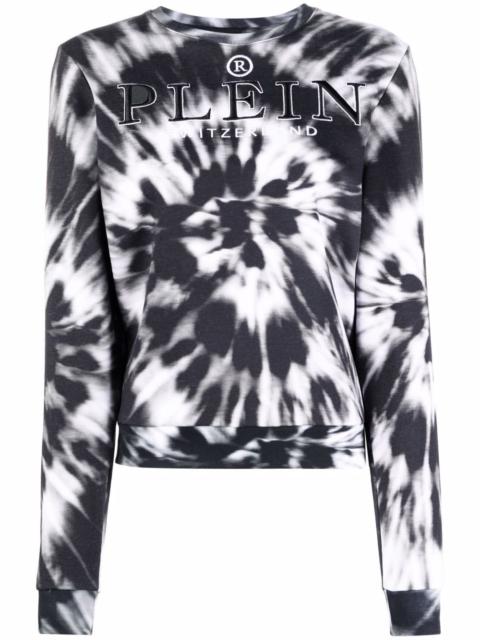 logo-embroidered tie-dye sweatshirt
