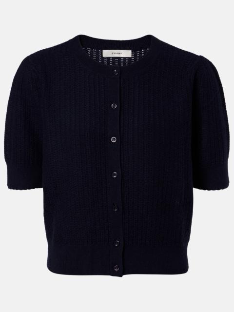 Ladder pointelle cashmere cardigan