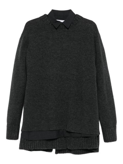 layered classic-collar mini dress