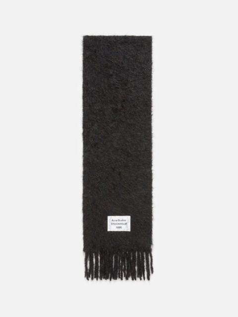 Wool scarf with logo - Black melange