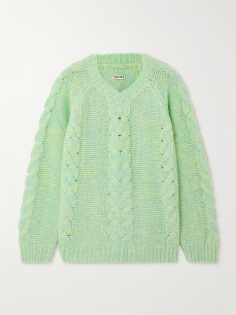 Eiderdown Cable-knit Alpaca, Mohair And Silk-blend Sweater