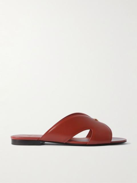 Vera cutout studded leather sandals Brown