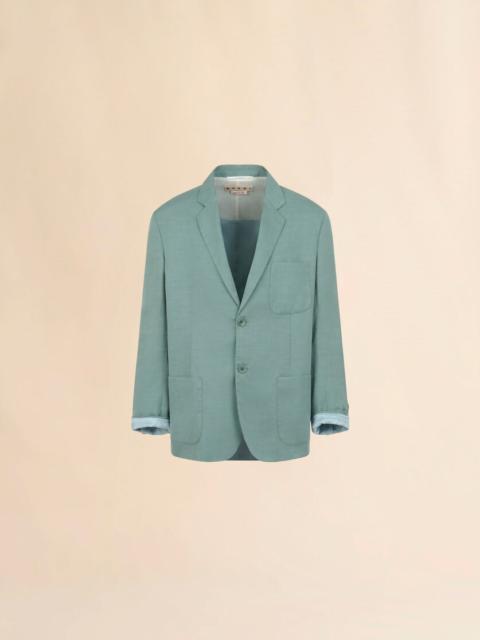 GREEN SATIN SINGLE-BREASTED JACKET