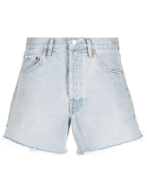 frayed-edge denim shorts