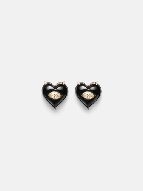 14kt gold (585/1000) earrings with diamonds and onyx