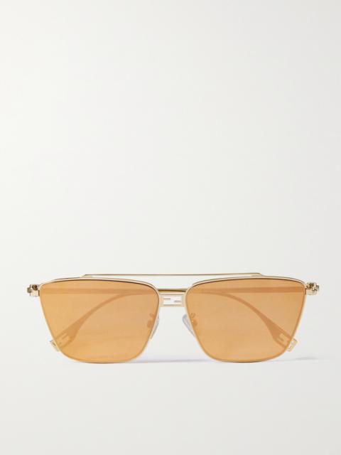 Baguette Square-frame Gold-tone Sunglasses