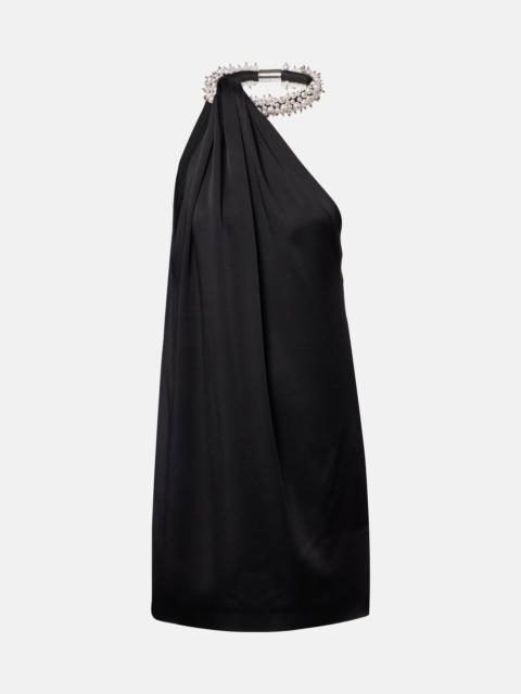 Embellished satin minidress