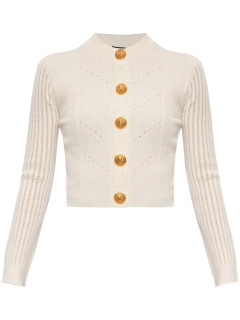 cropped ribbed-knit cardigan