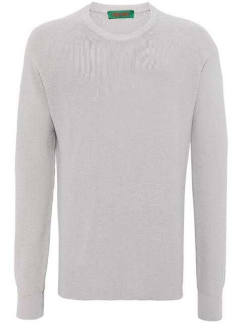 rib-stitch crepe-cotton jumper