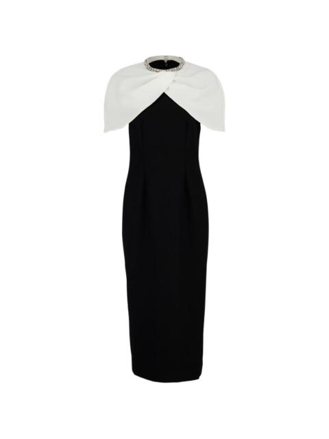 crystal-trim midi dress