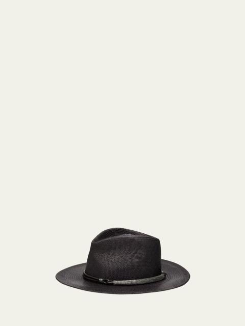 Straw Fedora with Precious Leather Band