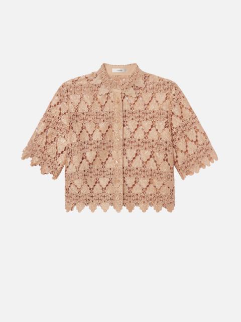 The Lace Button Up Shirt in Blush