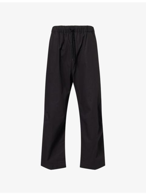 Knee Pleat Daisy Faux-Pearl Embellished Cotton Trousers