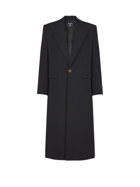 Long coat in grain de poudre wool