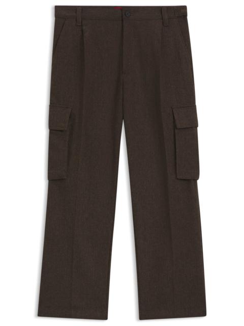 SLIM-FIT CARGO TROUSERS IN HERRINGBONE FABRIC