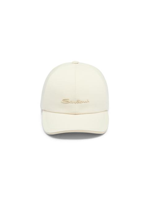 Women's beige cotton baseball cap