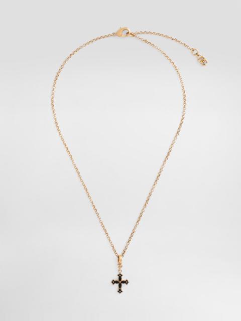 Necklace with cross and rhinestones