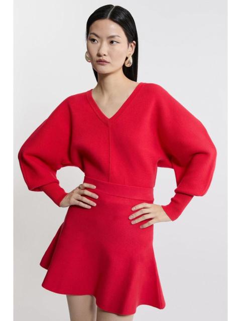 Compact Wool Look V Neck Batwing Knit Jumper