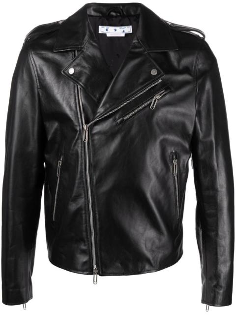 Diag-print biker jacket