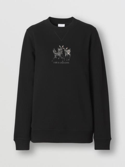 Embroidered Deer Cotton Oversized Sweatshirt