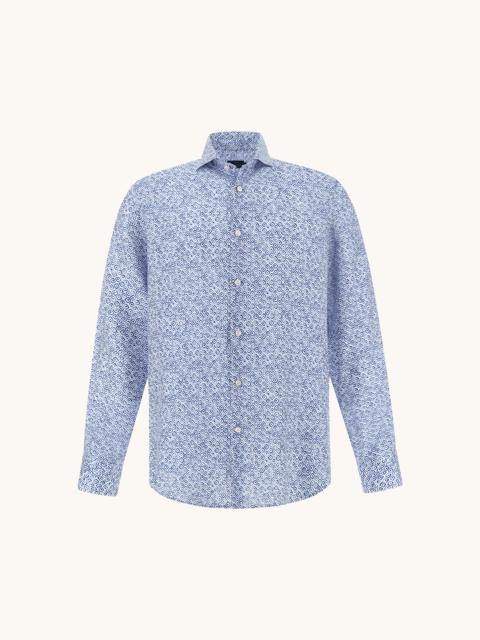 LINEN SHIRT WITH GEOMETRIC WATERCOLOR PATTERN