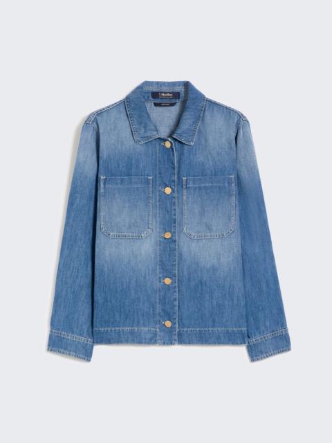 Cotton and linen denim jacket - NAVY