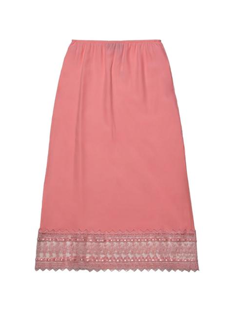 lace-trim midi skirt
