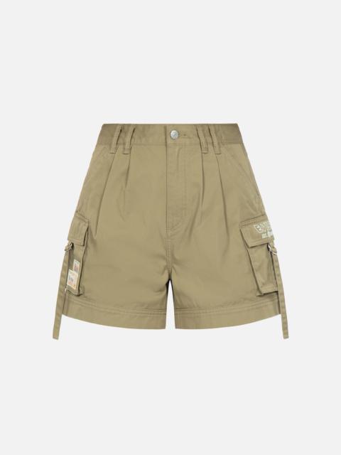 SEAGULL AND LOGO EMBROIDERY CARGO SHORTS