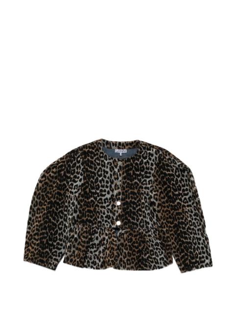 animal-print fitted jacket