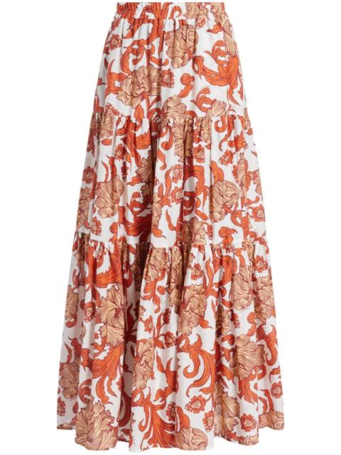 floral-print tiered skirt