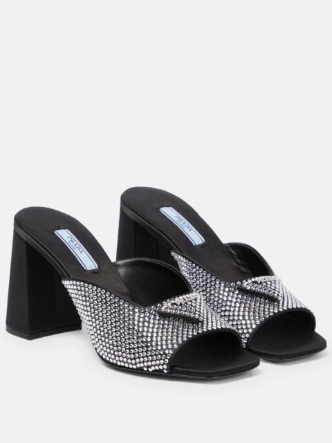 Embellished satin sandals