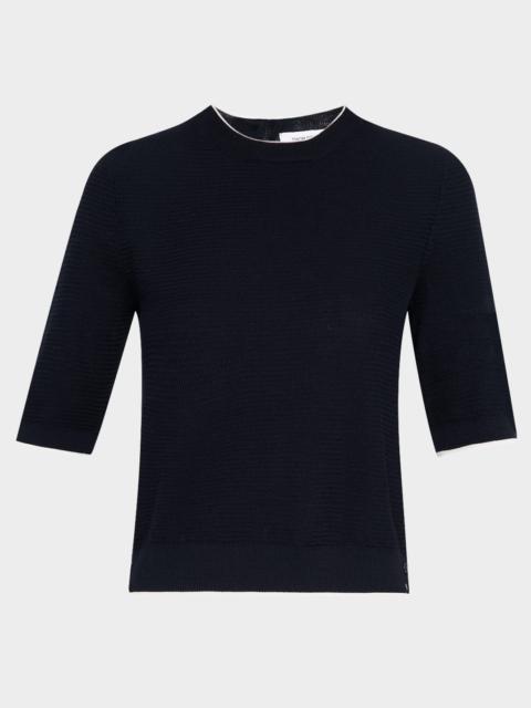 Textured Stitch Short-Sleeve Sweater