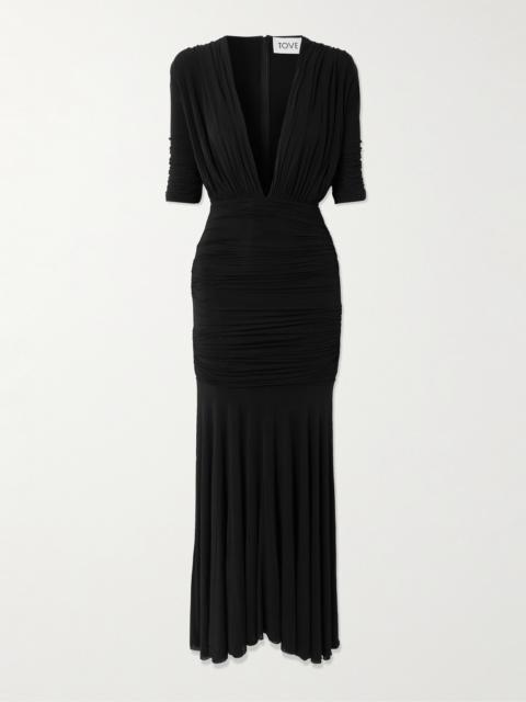 Yana Ruched Stretch-jersey Maxi Dress